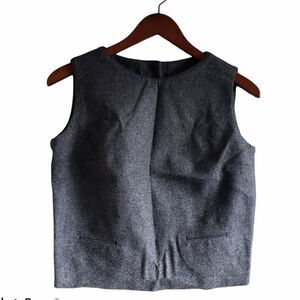 Vintage Gray Wool-Blend Sleeveless Shell Top